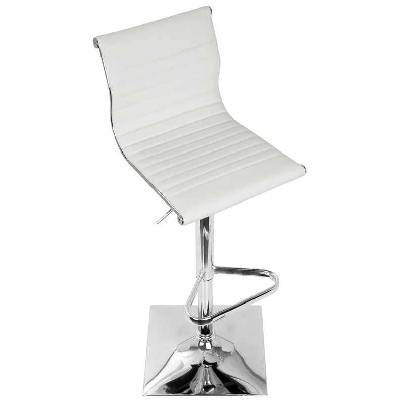 Lumi Source Masters contemporary adjustable barstool with swivel, bar height (28-30 inches), featuring a modern design and padded seat.