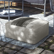 Sabella - Square Woven Outdoor / Indoor Pouf - Gray / White - R&R Furniture Gallery (Fountain Valley, CA)
