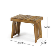 Noble House Temptation outdoor foldable side table with slat design, lightweight and durable for patio or garden use