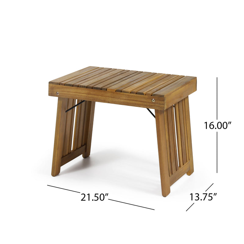 Noble House Temptation outdoor foldable side table with slat design, lightweight and durable for patio or garden use
