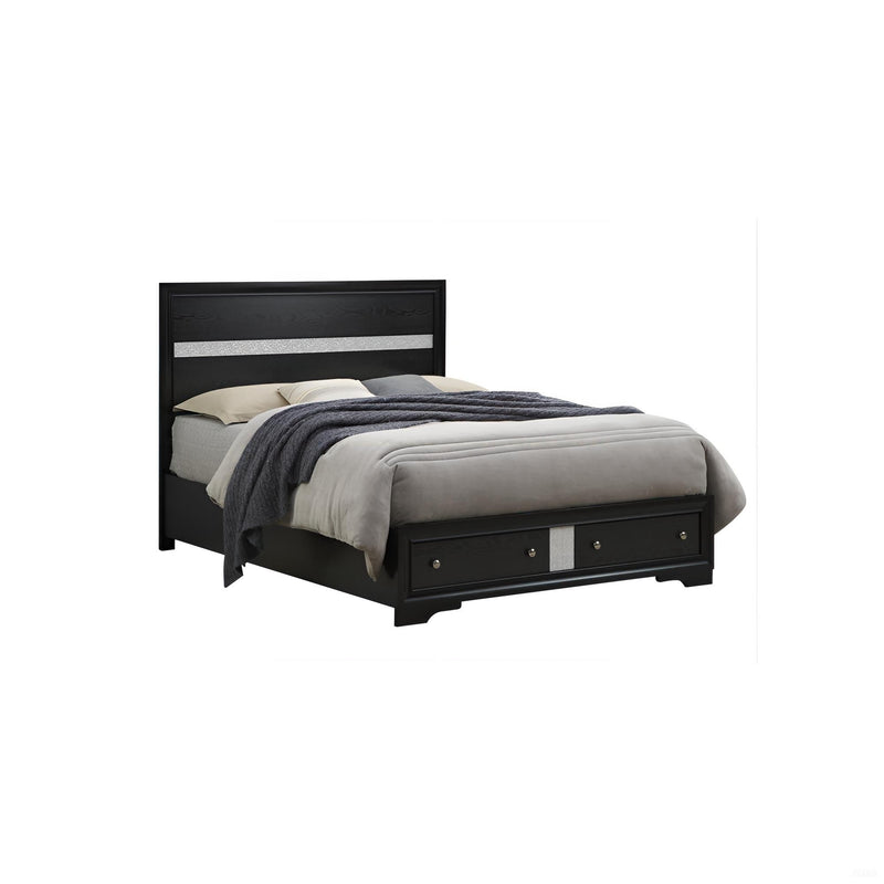 Madrid - Queen Bed With Storage Drawers And Nickel Handles - Black - R&R Furniture Gallery (Fountain Valley, CA)