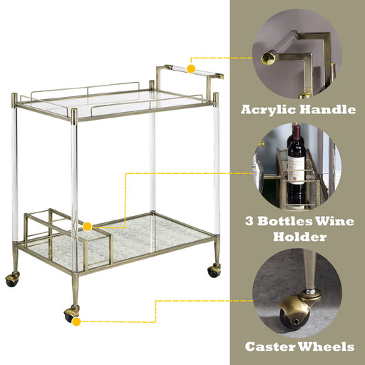 Cirro - Serving Cart - Antique Mirror & Wire Brass - R&R Furniture Gallery (Fountain Valley, CA)