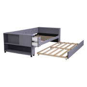 Upholstered Bed With Storage And Twin Trundle, USB Charging Ports - R&R Furniture Gallery (Fountain Valley, CA)