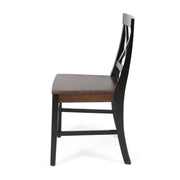 Set of two Noble House Plethora dining chairs with X-shaped backrests and wooden legs, modern and stylish for dining rooms.