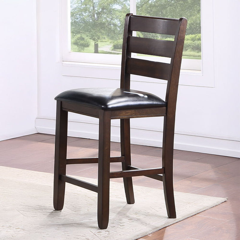 Urbana - Counter Height Chair (Set of 2) - Black Synthetic Leather & Espresso - R&R Furniture Gallery (Fountain Valley, CA)
