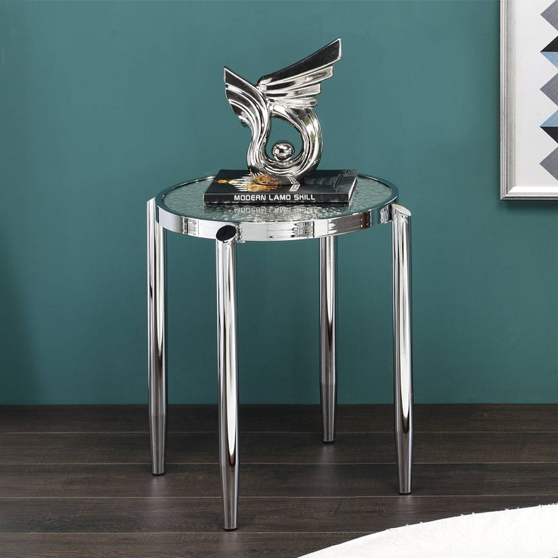 Abbe - End Table - Glass & Chrome - R&R Furniture Gallery (Fountain Valley, CA)