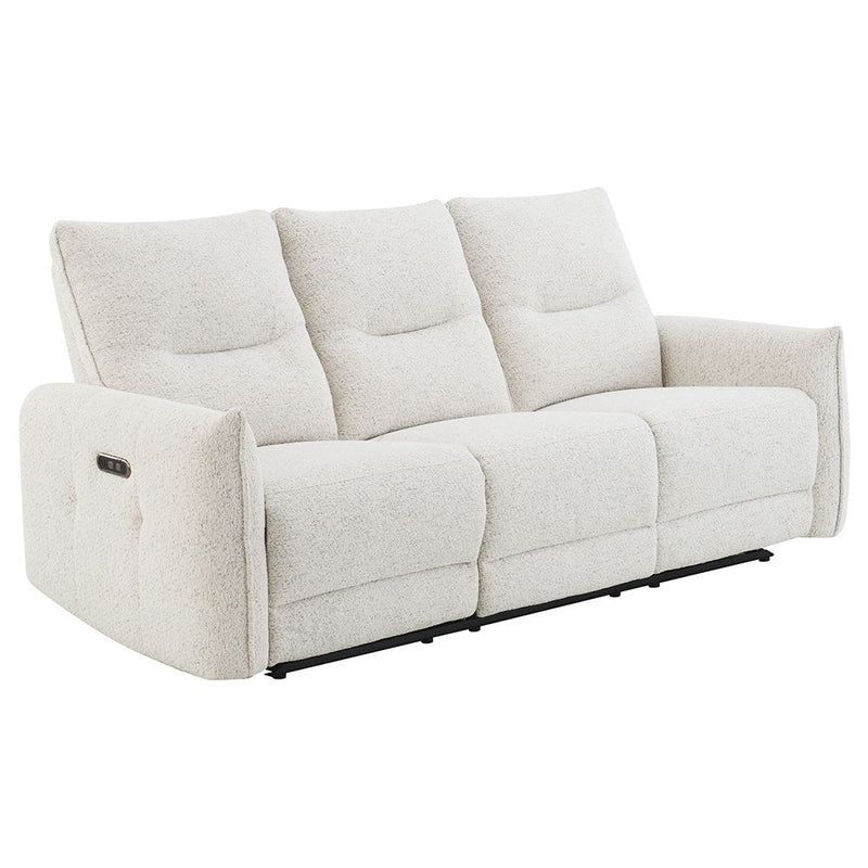 Lalisa - Power Motion Sofa With USB Port - Cream Chenille - R&R Furniture Gallery (Fountain Valley, CA)