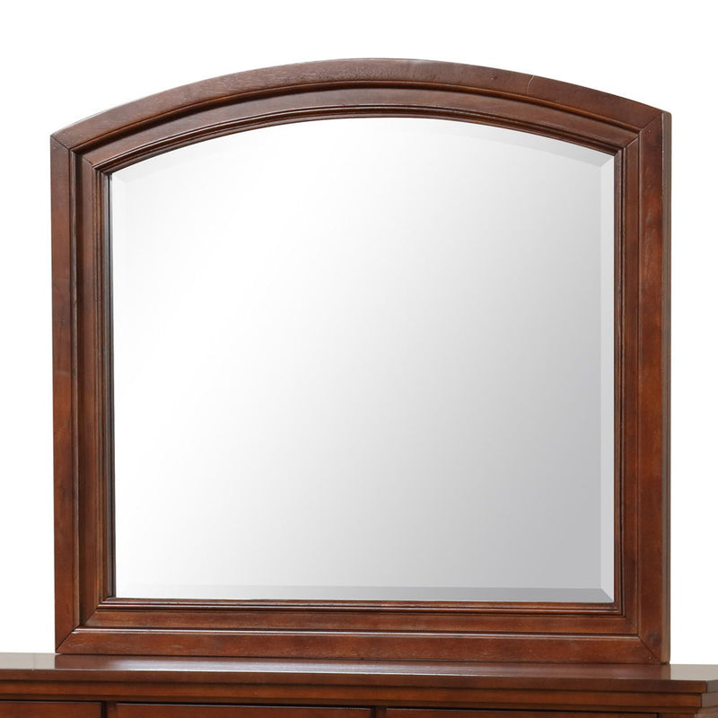 Cherry wood mirror by Glory Furniture featuring a sleek rectangular design and polished finish for elegant home decor.