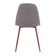 Set of two Lumi Source Pebble contemporary upholstered dining and accent chairs with walnut legs, featuring modern design and plush cushions.