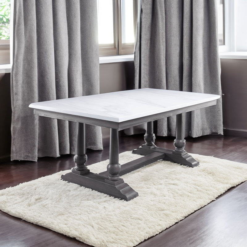Yabeina - Dining Table - Marble Top Top & Gray Oak - R&R Furniture Gallery (Fountain Valley, CA)