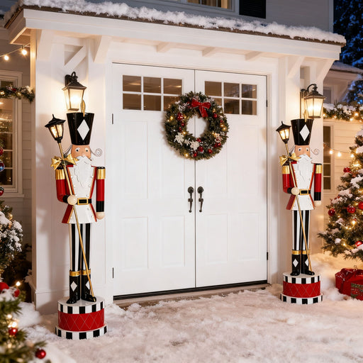 Noble House classic red nutcracker Christmas decor with timeless design and durable construction, perfect for holiday decoration.
