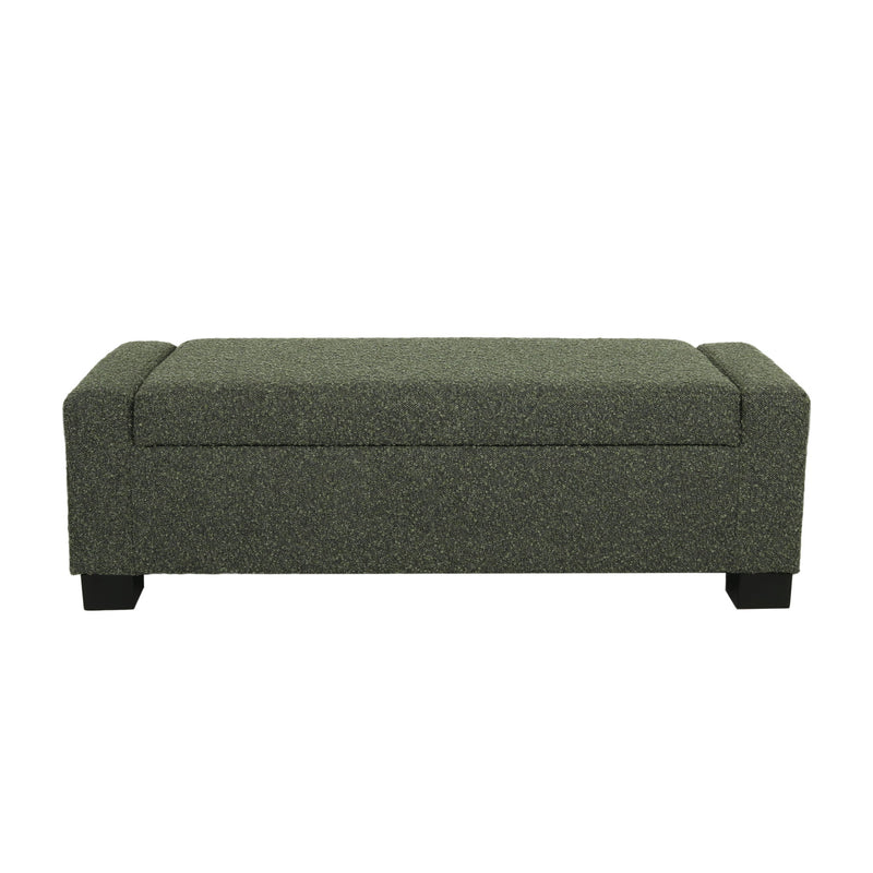 Noble House textured fabric ottoman bench with hinged lid for storage and seating in a modern living space.