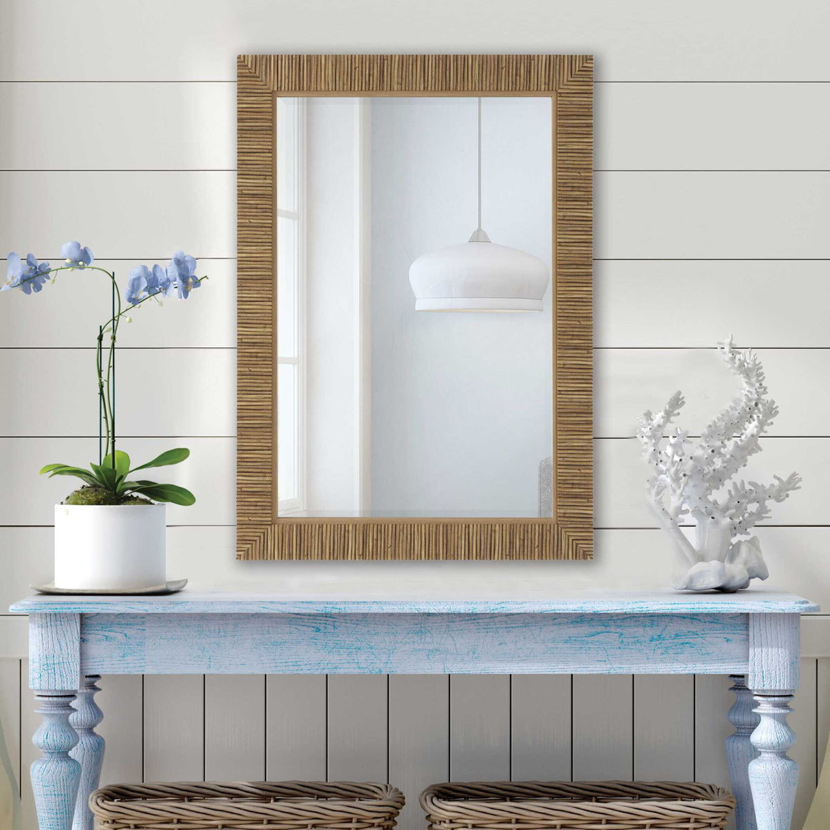 Textured Wrap Mirror - Natural