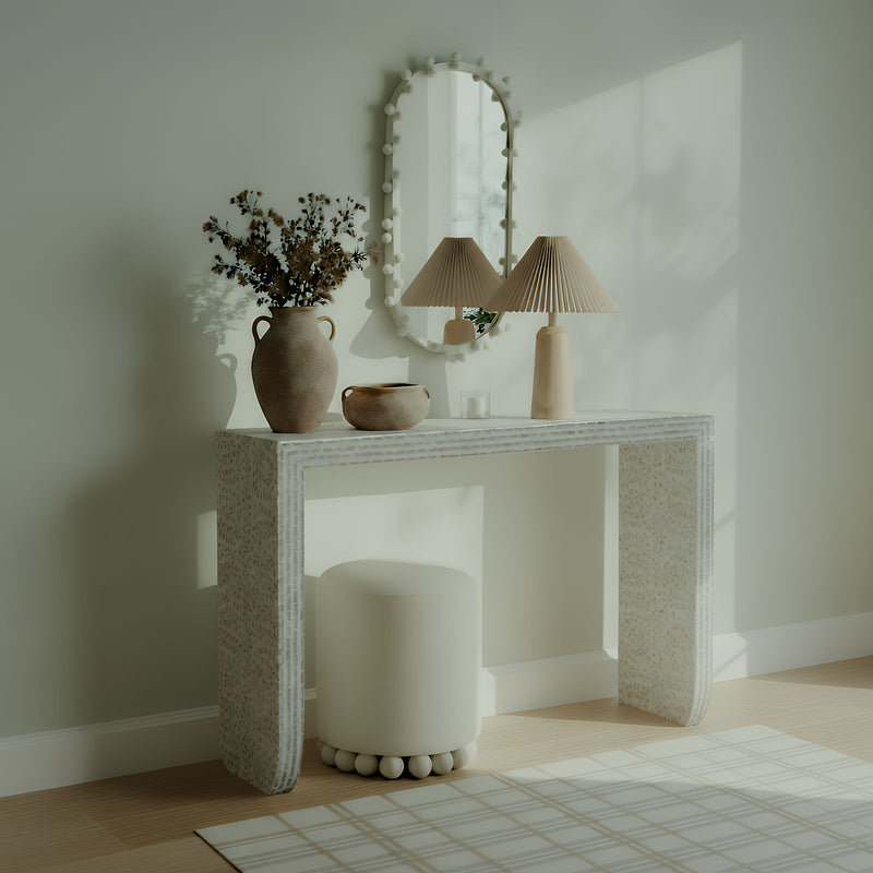 Cyprus - Capiz Shell Console Table - Cream - R&R Furniture Gallery (Fountain Valley, CA)