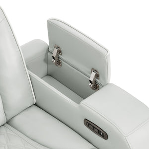 Julian - Power Reclining Sofa With Footrest And LED Lighting - Silver