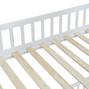 DreamHaus twin over twin bunk bed with changeable table, upper bed, and down desk, showcasing versatile furniture for kids' rooms.