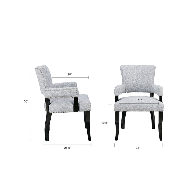 Elegant Arm Dining Chair With Brass Nail Head Detailing - R&R Furniture Gallery (Fountain Valley, CA)