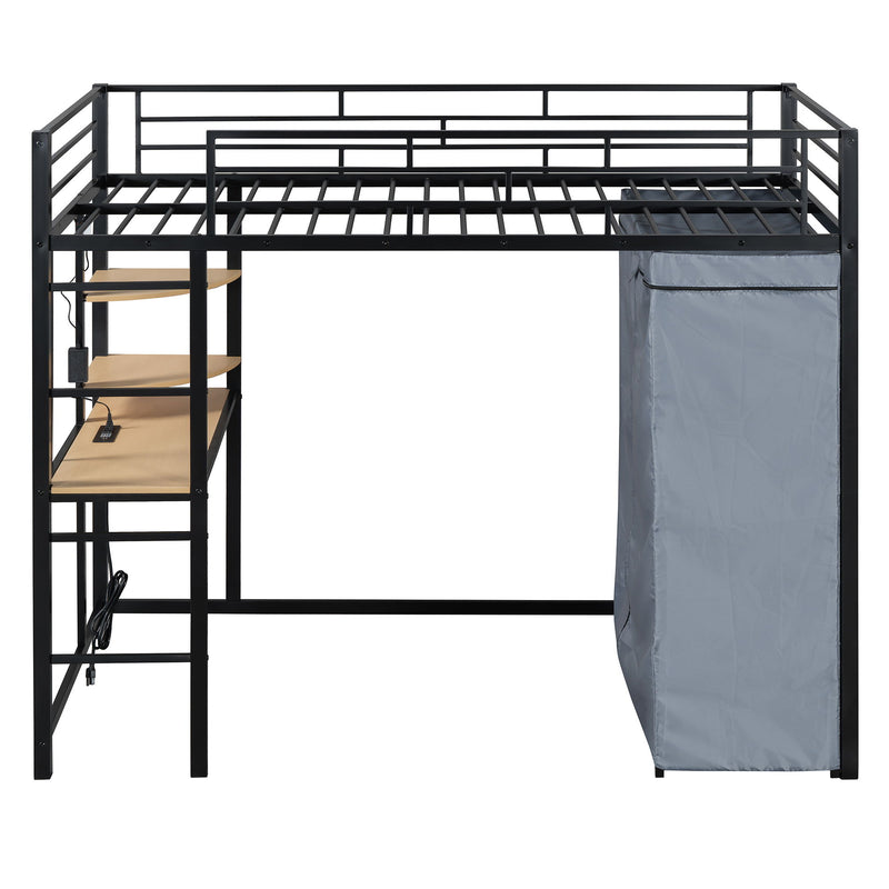 Loft Bed With Desk, Shelves, Power Outlet, LED Light And Wardrobe - R&R Furniture Gallery (Fountain Valley, CA)