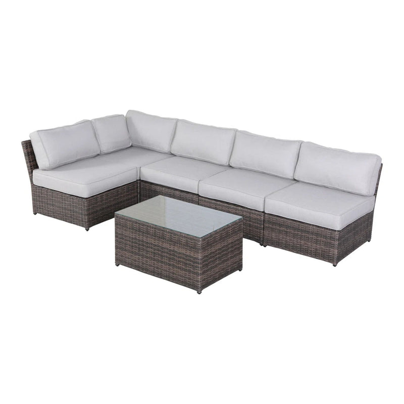 Comfortable Modern Patio Rattan Sectional Set With Cushions - R&R Furniture Gallery (Fountain Valley, CA)