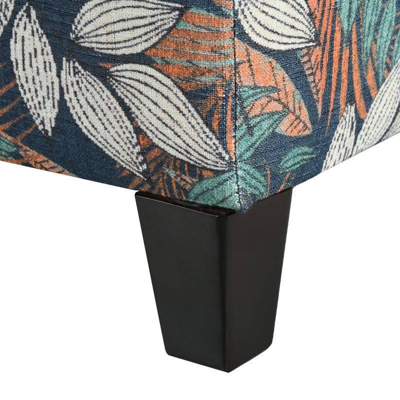 Charming Floral Storage Ottoman With Upholstered Fabric - R&R Furniture Gallery (Fountain Valley, CA)