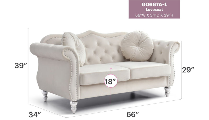 Glory Furniture stylish flared arm stationary loveseat with plush cushions and modern design, perfect for cozy living room seating.