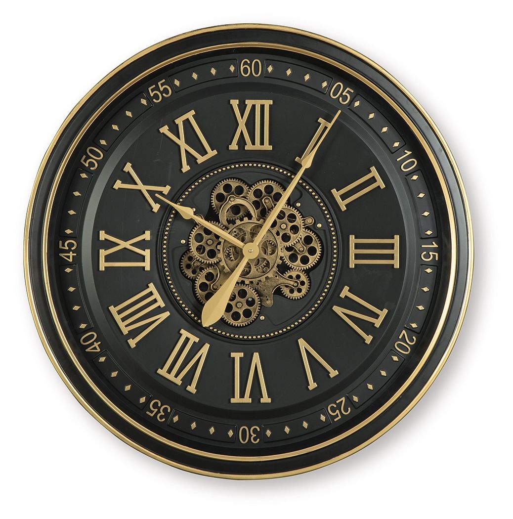 Dairton - Wall Clock - Black / Gold Finish - R&R Furniture Gallery (Fountain Valley, CA)