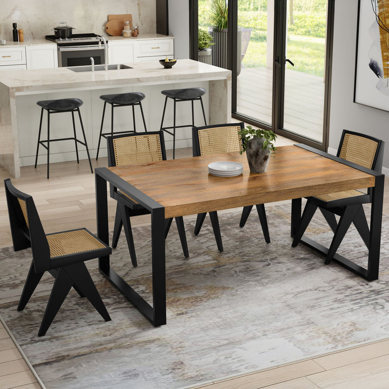 Simpli-Home Mckenzie crafted dining table with wood finish, rectangular tabletop, and sturdy legs for modern dining room decor.