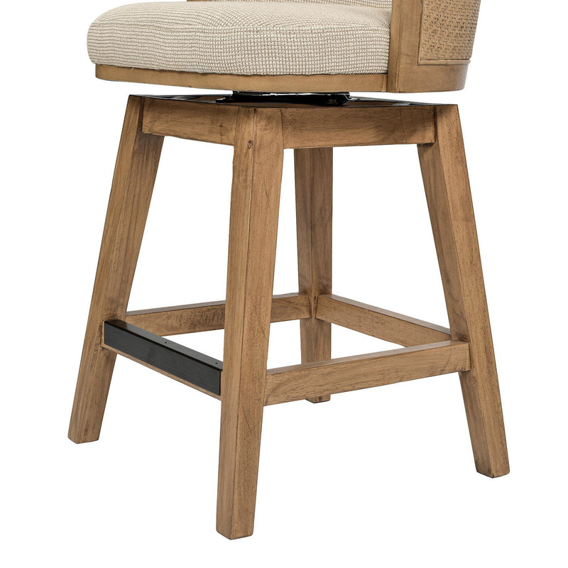 Bahama - Cane High Back Swivel Counter Stool With Recessed Arms Textured Weave - Taupe Beige - R&R Furniture Gallery (Fountain Valley, CA)