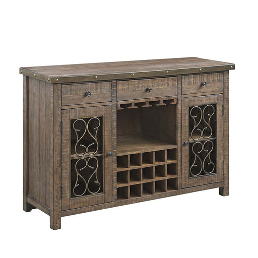 Raphaela - Server With Cup Holder & Wine Rack - Weathered Cherry - R&R Furniture Gallery (Fountain Valley, CA)