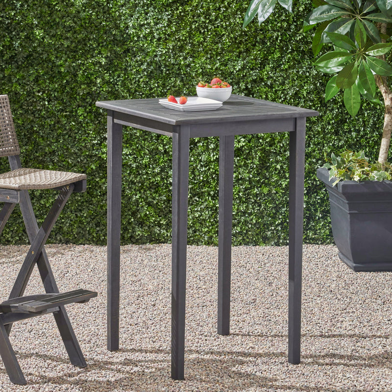 Outdoor Minimalist Acacia Wood Square Bar Table - R&R Furniture Gallery (Fountain Valley, CA)