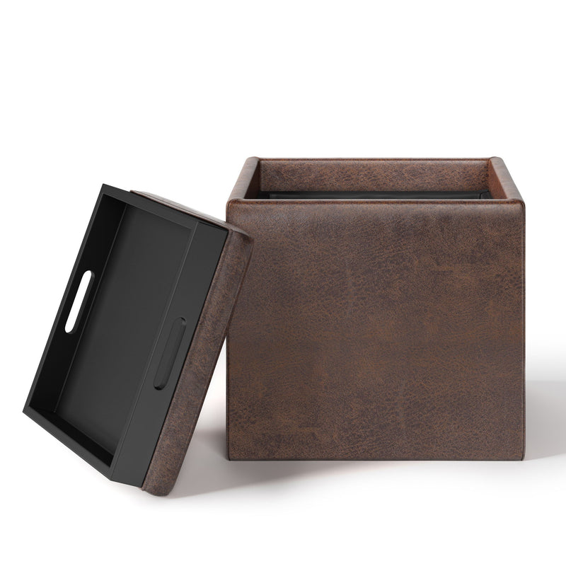 Rockwood - Upholstered Cube Storage Ottoman With Tray - R&R Furniture Gallery (Fountain Valley, CA)