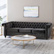 Noble House Chesterfield style 3-seater sofa with deep button tufting and classic stationary design in rich upholstery.