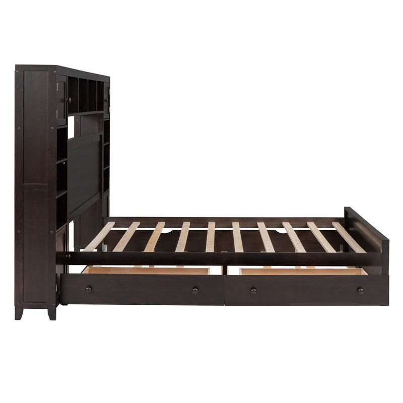 DreamHaus cabinet bed with integrated shelf, sockets, and twin long trundle, showcasing a modern and functional bedroom furniture design.