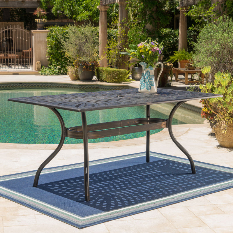 Enchantia - Outdoor Rectangular Dining Table With Weave Tabletop And Flared Legs - Copper - R&R Furniture Gallery (Fountain Valley, CA)