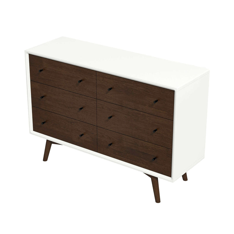 Dresser 6 Drawer - Dark Brown / White - R&R Furniture Gallery (Fountain Valley, CA)