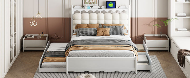 Storage Platform Bed, With 2 Big Drawers, Trundle, One Set Of Sockets & USB Ports - R&R Furniture Gallery (Fountain Valley, CA)
