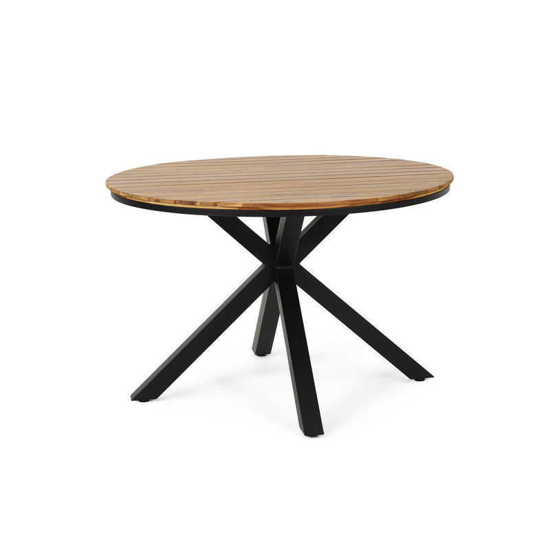 Outdoor Dining Table - Teak / Black - R&R Furniture Gallery (Fountain Valley, CA)