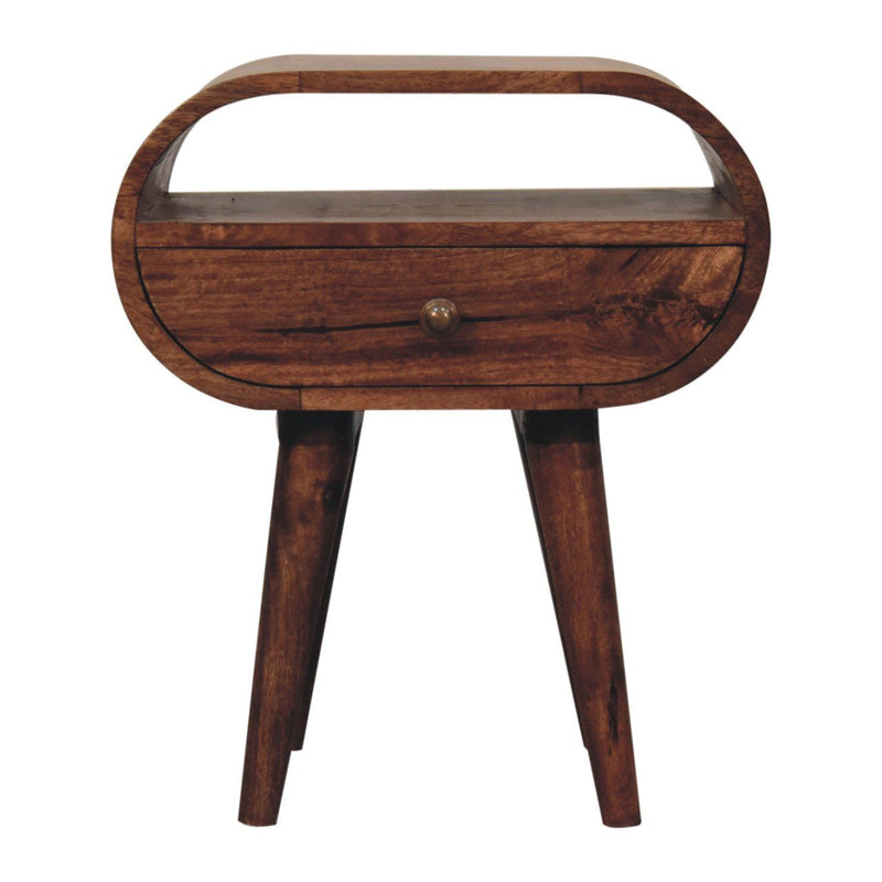 Circular Bedside Table With Open Slot - Caramel - R&R Furniture Gallery (Fountain Valley, CA)