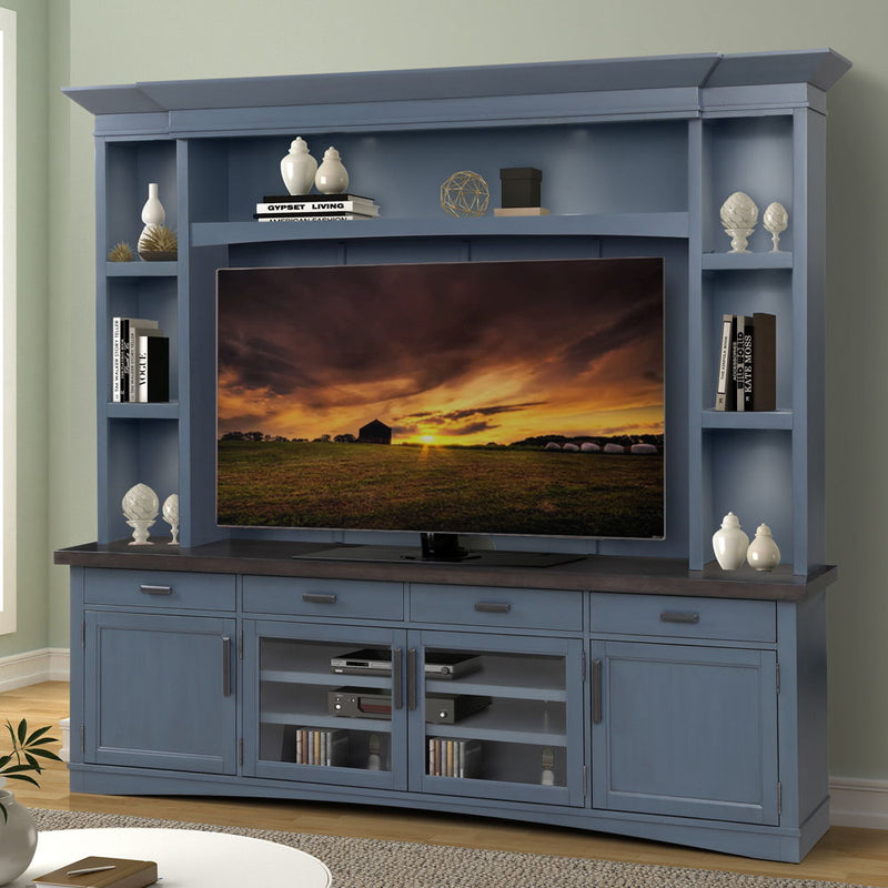 Americana Modern - TV Console with Hutch, Backpanel and LED Lights - R&R Furniture Gallery (Fountain Valley, CA)