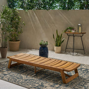 Noble House outdoor chaise lounge with adjustable seating and slat panel in yellow-brown color, perfect for outdoor relaxation.