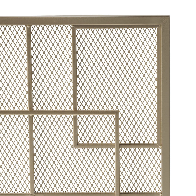 Noble House Dorothy modern single panel iron fireplace screen with decorative design and sturdy frame for hearth protection