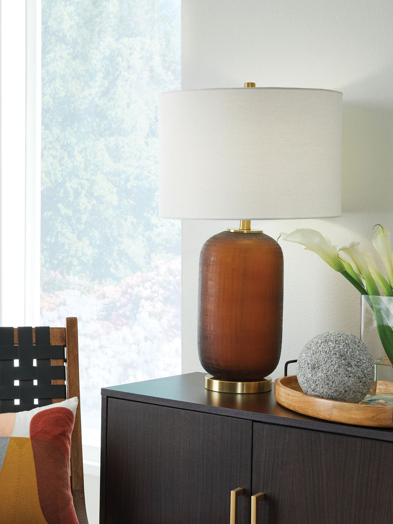 Farberman - Glass Table Lamp - Amber - R&R Furniture Gallery (Fountain Valley, CA)