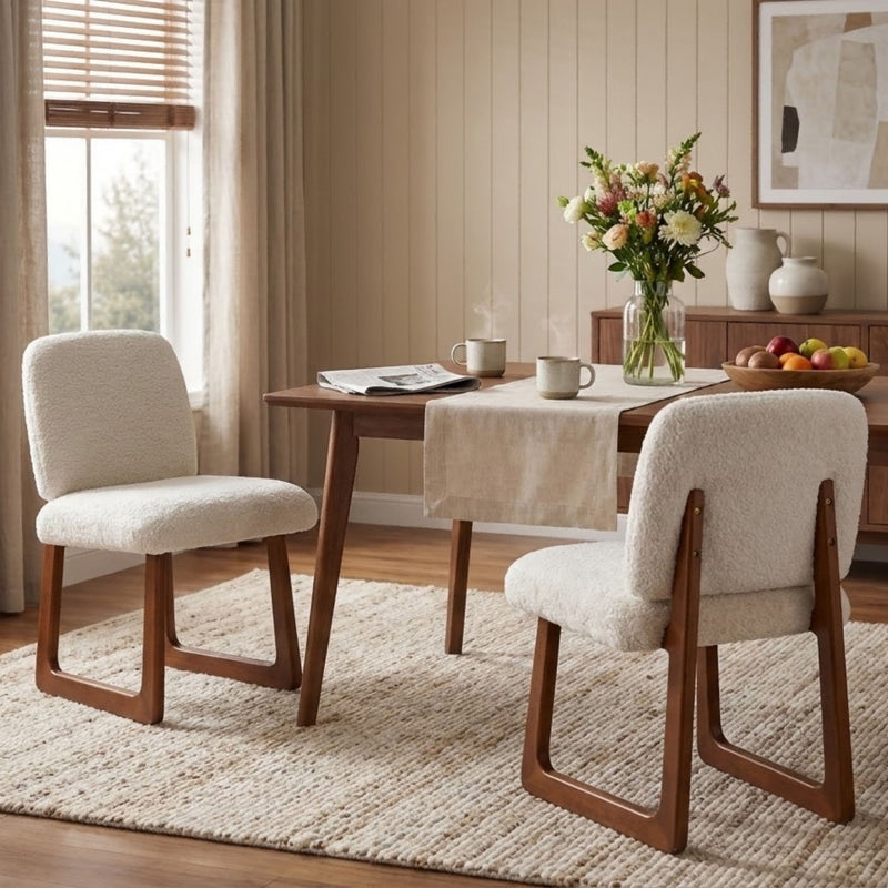 Dining Chair With Curved Legs (Set of 2) - Beige / Brown - R&R Furniture Gallery (Fountain Valley, CA)