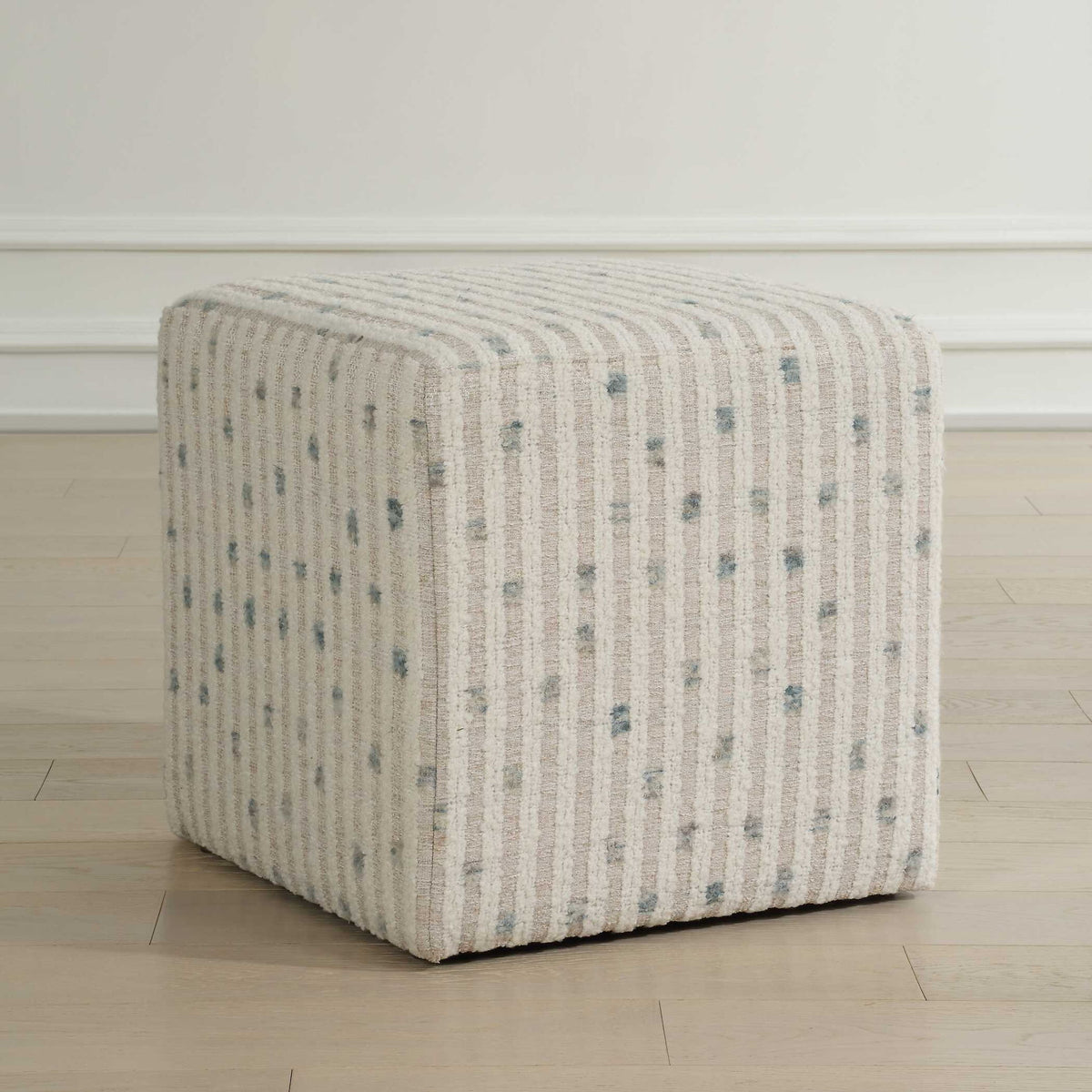 Joie - White Chenille Ottoman - White