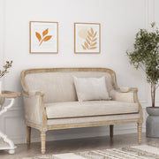 Noble House Inspired Style stationary loveseat with plush cushions and modern design, featuring a neutral fabric finish.
