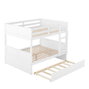 DreamHaus bunk bed with twin size trundle, featuring sturdy wood frame and ladder, ideal for space-saving bedroom furniture.