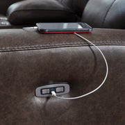 Crossplex - Power Reclining Loveseat / Console / Adjustable Headrest - Smoke - R&R Furniture Gallery (Fountain Valley, CA)