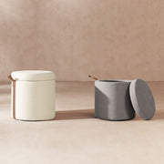 Brandy - Round Upholstered Storage Ottoman With Accent - R&R Furniture Gallery (Fountain Valley, CA)