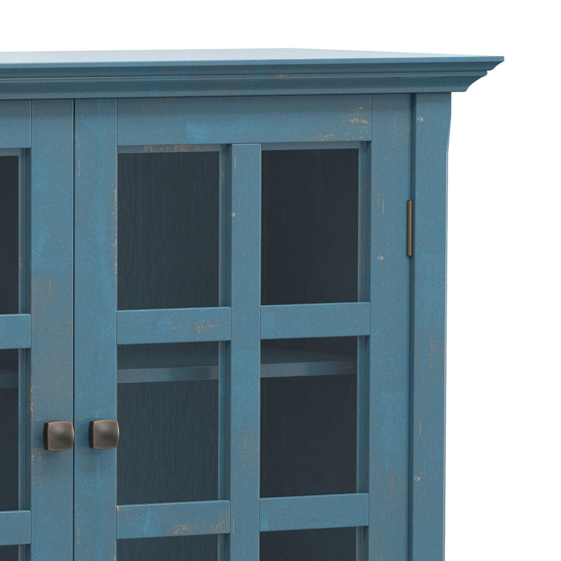 Handcrafted Acadian medium storage cabinet by Simpli-Home, featuring a natural wood finish and modern accent cabinet design.