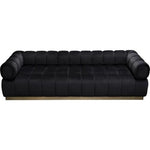 Image Low Profile Sofa in Black Velvet w/ Brushed Gold Base